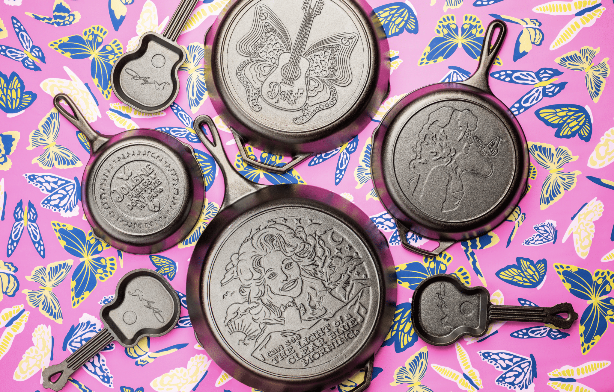 Dolly Parton-branded Lodge Cast Iron skillets.